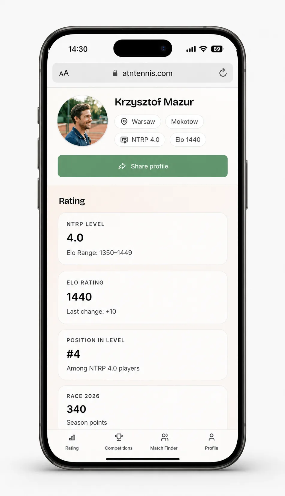 Create your player profile and verify WhatsApp