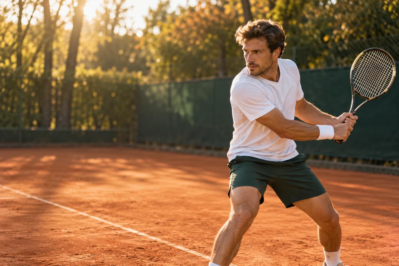 Singles tennis on red clay
